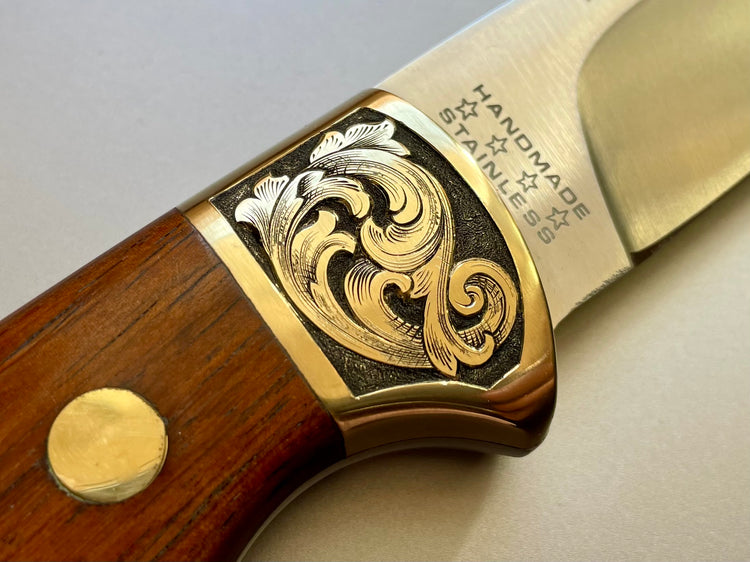 Hand engraved vintage Puma 4 stars nicker Solingen knife