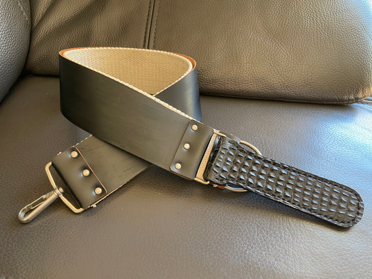 Handmade Japanese shell cordovan leather strop Shinki Hikaku with cayman leather handle