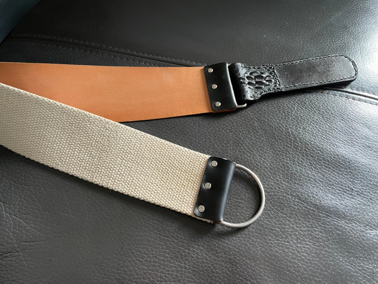 Handmade Japanese shell cordovan leather strop Shinki Hikaku with cayman leather handle
