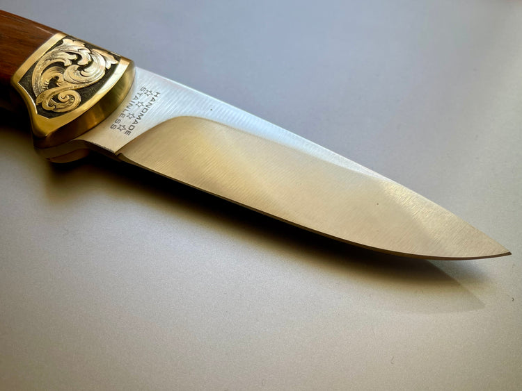 Hand engraved vintage Puma 4 stars nicker Solingen knife