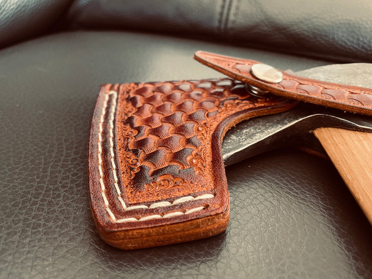 Handmade tooled leather sheath for Gransfors Bruk Small Forest