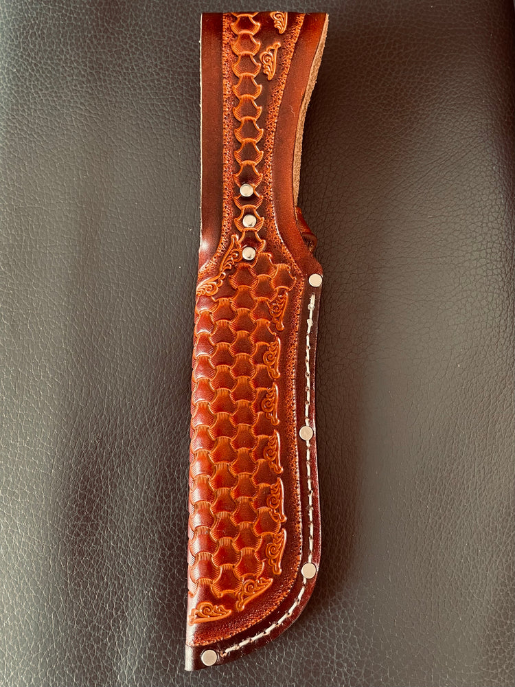 Handmade tooled leather sheath for Puma White Hunter knife