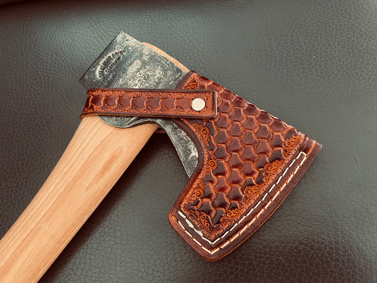 Handmade tooled leather sheath for Gransfors Bruk Small Forest